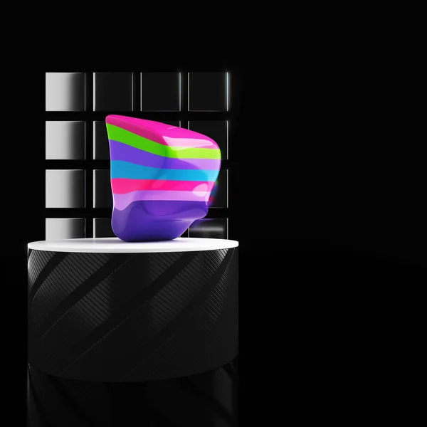 Abstrakt Minimal Bakgrund Cylindriskt Podium Med Färgglad Geometrisk Form Illustration — Stockfoto