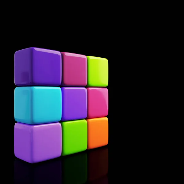 Abstract Minimal Background Colorful Wall Maded Boxes Rendering — Stock Photo, Image