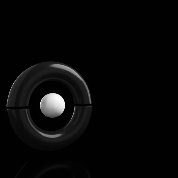 Abstracte Minimale Achtergrond Zwart Wit Gedurfde Geometrische Vormen Met Bol — Stockfoto