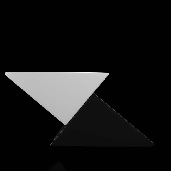 Abstract Fundal Minim Două Forme Triunghiulare Alb Negru Redare — Fotografie, imagine de stoc