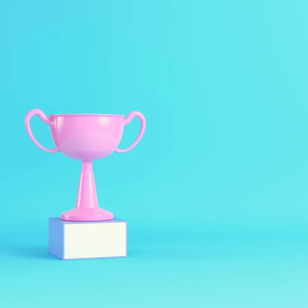 Trophy Cup Bright Blue Background Pastel Colors Minimalism Concept Render — Stock Photo, Image