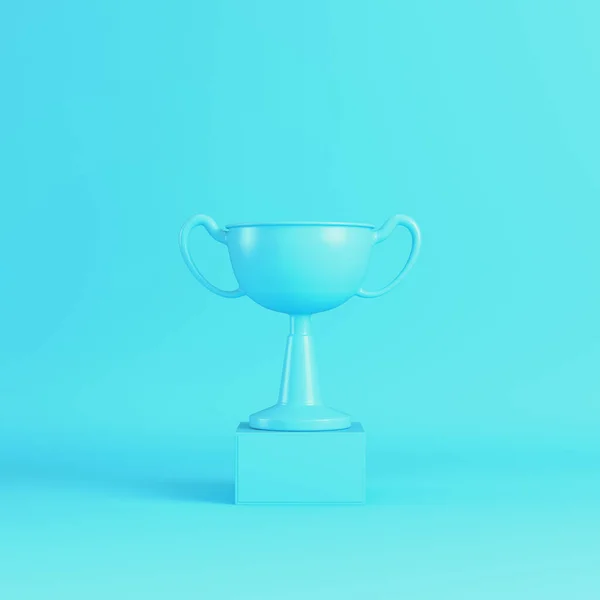 Trofee Cup Heldere Blauwe Achtergrond Pastel Kleuren Minimalisme Concept Render — Stockfoto
