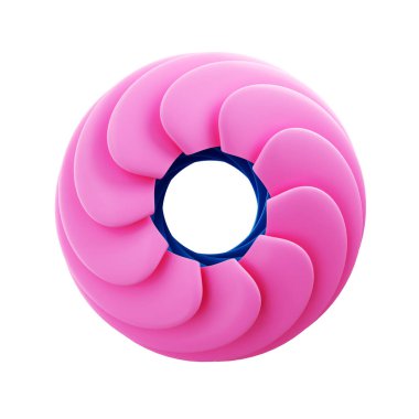 Soyut geometrik şekiller beyaz zemin üzerinde mavi ve pembe çarpık yapılar. 3d oluşturma