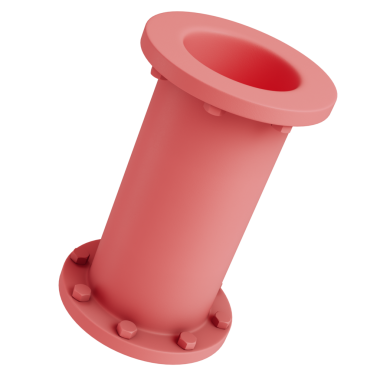 Şeffaf arkaplanda endüstriyel elementlere sahip soyut pembe boru