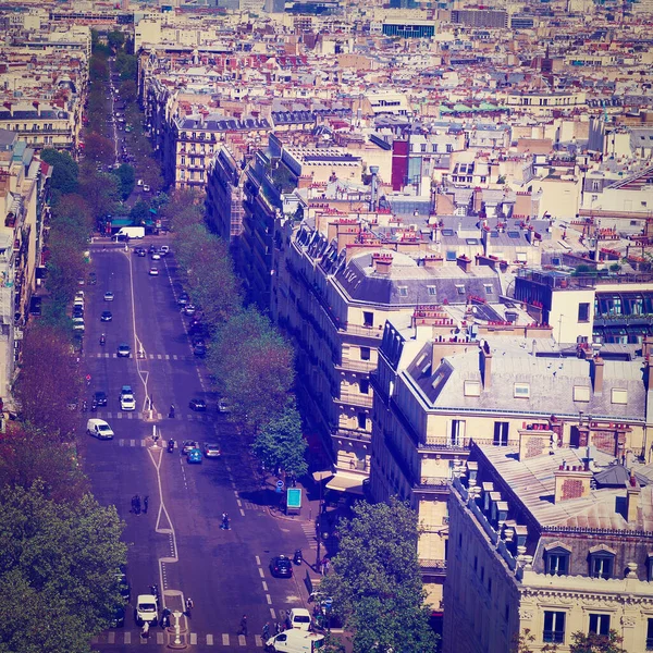 Fågelperspektiv Panorama Paris Boulevarder Instagram Effekt — Stockfoto