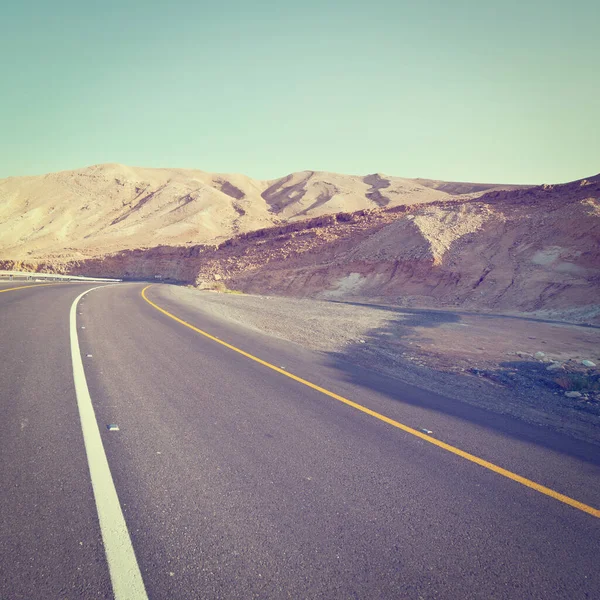 Meandering Road Zand Heuvels Van Judean Mountain Israël Instagram Effect — Stockfoto