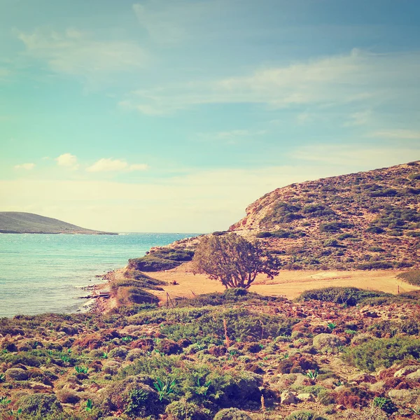 Greek Island Rhodes Rugged Coast Instagram Effect — Stock Photo, Image
