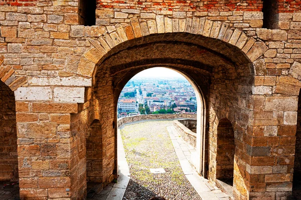Mury Otaczające Stare Miasto Bergamo Włoszech Przykładem Weneckiej Architektury Wojskowej — Zdjęcie stockowe