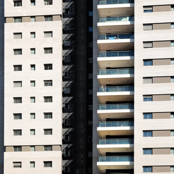 Facade Dwelling House Harmonic Windows Row Windows Balconies Multiroom Apartment — Stock Photo, Image