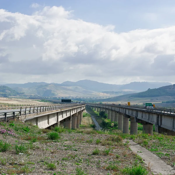 Autobahn Auf Der Insel Sizilien Italien — Stockfoto