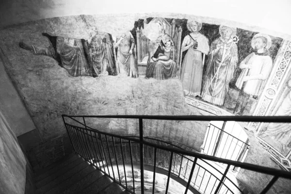 Fantástica Escalera Capilla Colleoni Bérgamo Italia Blanco Negro —  Fotos de Stock