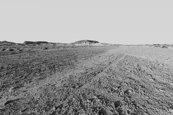 Дивовижний Краєвид Гірських Утворень Ізраїльської Пустелі Чорно Білим Кольором Безжиттєва — стокове фото