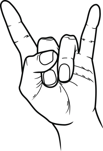 Αρσενικό Χέρι Στην Κλασική Ροκ Ρολ Κατσίκα Χειρονομία Δείκτη Και — Διανυσματικό Αρχείο