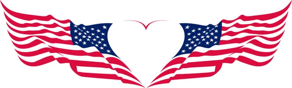 Два Скрещенных Звездно Полосатых Флага Соединенных Штатов Америки Образующих Сердце — стоковый вектор