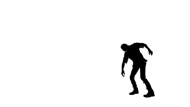 Animierter Slow Zombie Grotesken Posen Bewegt Sich Auf Weißem Hintergrund — Stockvideo