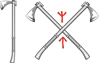 Viking savaş baltalarını İskandinav mührü Algiz - koruma ve Tiwaz - savaşçı