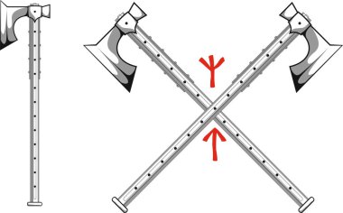 Viking savaş baltalarını İskandinav mührü Algiz - koruma ve Tiwaz - savaşçı