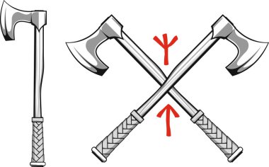 Viking savaş baltalarını İskandinav mührü Algiz - koruma ve Tiwaz - savaşçı