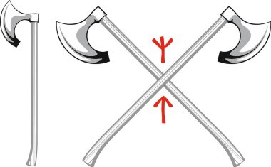 Viking savaş baltalarını İskandinav mührü Algiz - koruma ve Tiwaz - savaşçı