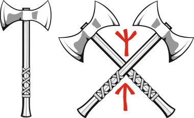 Viking savaş baltalarını İskandinav mührü Algiz - koruma ve Tiwaz - savaşçı