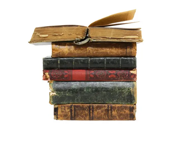 Set Various Old Books White Background Isolated Clipping Path Stock Picture