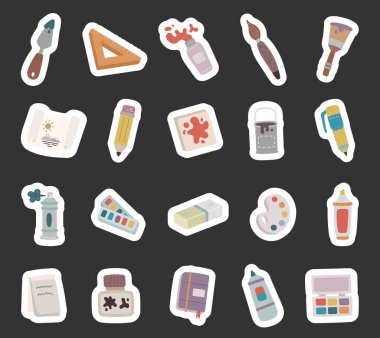 Resim ve yaratıcı tasarım projeleriniz için resim malzemeleri, resim araçları, kırtasiye malzemeleri ve grafik materyalleri ile İskandinav tarzında ayarlanmış sanatsal nesne