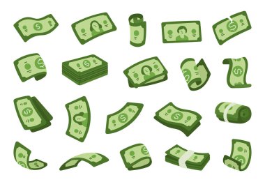 İskandinav tarzında, çeşitli şekillerde banknotlar, kağıt para birimi nakit faturaları ile finansman tasarruf bütçesi ve yaratıcı tasarım projeleri olarak belirlenen dolar parası