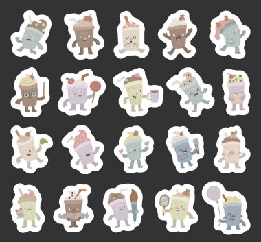 Farklı pozlar, duygular, kalp, hediye, balon, mikrofon, kitap, şeker, boya fırçası, ayna, kupa, yaprak, lolipop