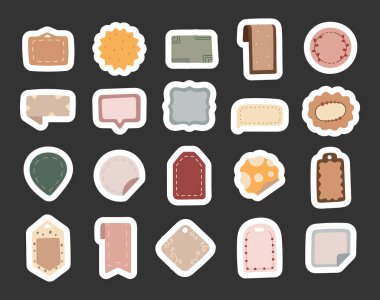 Yaratıcılık illüstrasyonunuz ve yaratıcı tasarım projeleriniz için mükemmel, çeşitli etiket şekilleri, dekor, sembol ve dekoratif grafik öğesi ile İskandinav tarzı etiket