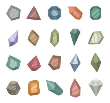 İskandinav tarzında yerleştirilmiş değerli taş, çeşitli değerli şekillerde parlatılmış lüks mineral mücevher nesneleri, resimleriniz ve yaratıcı tasarım projeleriniz için.