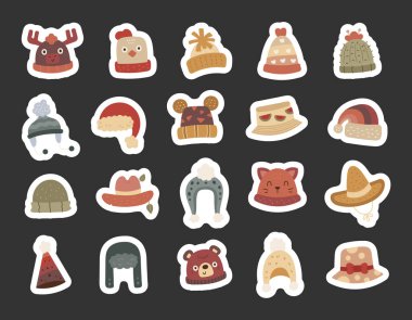 İskandinav tarzı başlıklar mevsimlik tatiller, kutlamalar, gündelik geziler ve hayvan temalı tasarımlarla kış moda projeleri için farklı şapkalar takıyor.