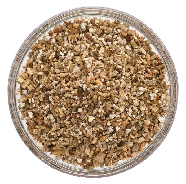 Geëxfolieerd Perliet Vermiculiet Voor Het Tuinieren Geïsoleerd Witte Achtergrond — Stockfoto
