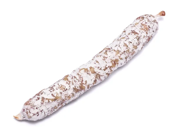 Spanish Fuet Thin Dried Salami Sausage Isolated White Background — Stock Photo, Image