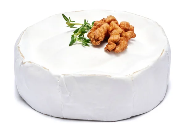 Čerstvý Sýr Brie Nebo Camembert Izolované Bílém Pozadí — Stock fotografie