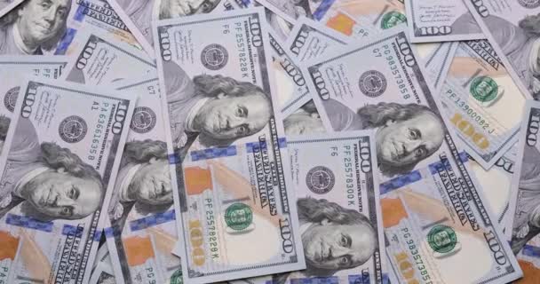 Денежный Фон Наличными Долларами Сша 100 Долларов Банкноты Вращаются Крупном — стоковое видео