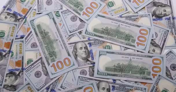 Cash Usd Money Background One Hundred Dollar Banknotes Rotate Close — Stock video