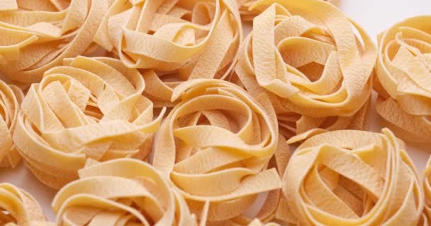 Pasta Backgroud Macro View Dry Authentic Italian Fettuccine — Videoclip de stoc