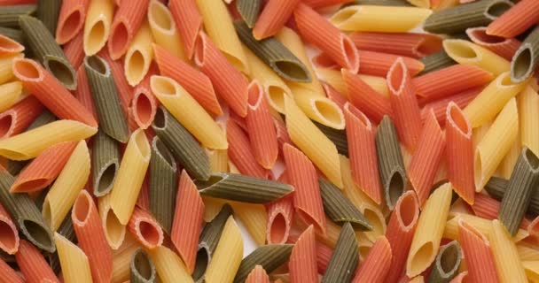 Pasta Backgroud Macro View Dry Authentic Italian Colorful Penne – Stock-video