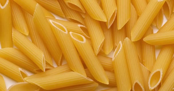 Pasta Backgroud Macro View Van Dry Authentic Italiaanse Penne — Stockvideo