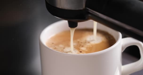 Homeespresso Making Pouring Coffee Stream Machine Cup — Stock Video