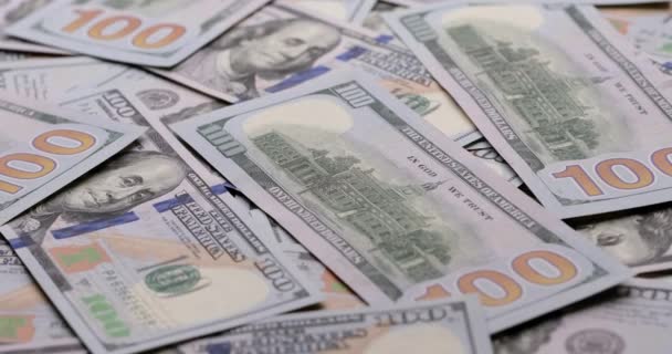 Cash Usd Money Background One Hundred Dollar Banknotes Rotate Close — Stock videók