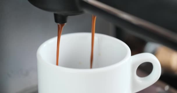 Home Espresso Making Process Coffee Stream Pouring Machine Ceramic Cup — ストック動画