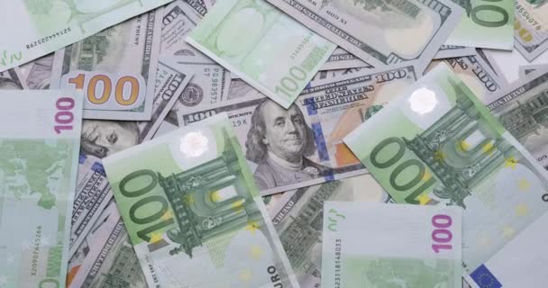 Денежный Фон Наличными Долларами Сша 100 Долларов Банкноты Вращаются Крупном — стоковое видео