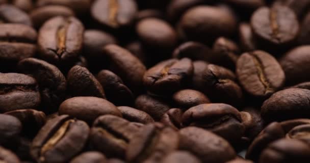 Roasted Coffee Beans Spinning Top View High Quality Footage — Stok video