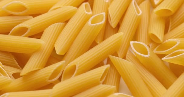 Pasta Backgroud Macro View Van Dry Authentic Italiaanse Penne — Stockvideo