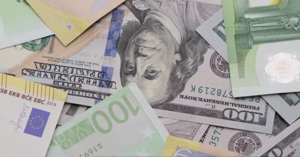 Cash Usd Euro Money Background One Two Hundred Euro Dollar — 비디오