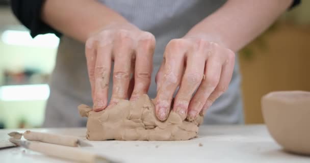 스튜디오에서 진흙을 도자기 미술가들의 — 비디오