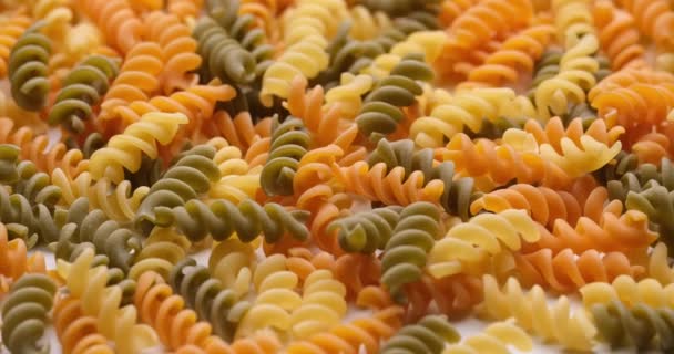 Pasta Backgroud Macro View Van Dry Authentieke Italiaanse Fusilli — Stockvideo