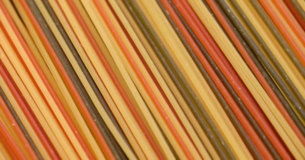 Pasta Backgroud Macro View Dry Authentic Italian Colorful Spaghetti — Vídeos de Stock