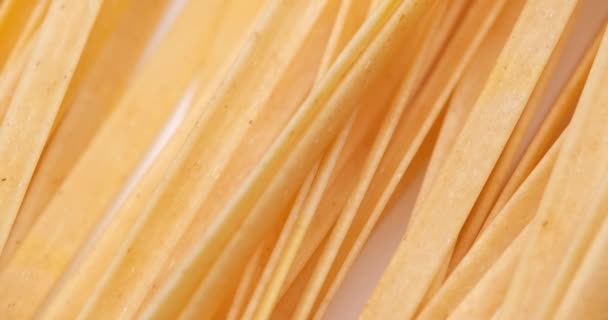 Pasta Backgroud Macro View Dry Authentic Italian Tagliatelle — 비디오